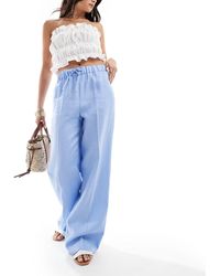 Mango - Linen Drawstring Trousers - Lyst