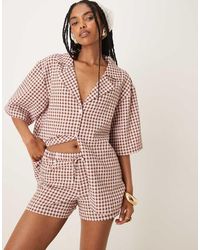 ASOS - Shorts Met Elastische Taille En Gingham Ruit - Lyst