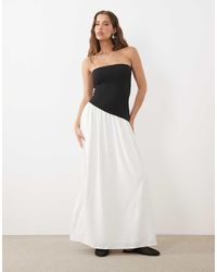 ASOS - Bandeau Midi Dress With Dropped Asymmetric Waist - Lyst