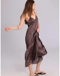 Stradivarius - Long Flowing Satin Dress - Lyst