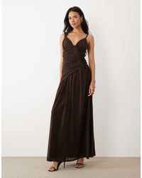 ASOS - Stretch Chiffon Draped Cowl Asymmetric Maxi Dress - Lyst