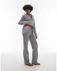 Mango - Brushed Cotton Soft Touch Wide Leg Pyjama Trouser Co-Ord - Lyst