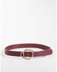 Vero Moda - Leather Gold Circle Buckle Belt - Lyst