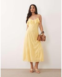 Vero Moda - Ruffle Bust Chiffon Midi Cami Dress - Lyst