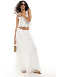 Something New - Styled By Claudia Bhimra Boho Maxi Skirt With Lace Deatil Co-ord - Lyst