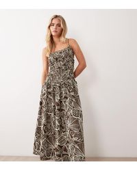 ASOS - Asos Design Petite Crinkle Maxi Dress With Shirred Dropped Waist - Lyst