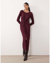 Vila - Textu Midi Dress With Twist Detail - Lyst