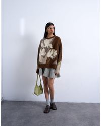 TOPSHOP - Knit Blurred Floral Sweater - Lyst