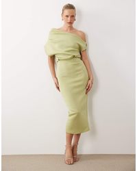 ASOS - Dramatic Neckline Midi Dress - Lyst