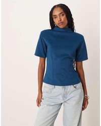 ASOS - Scuba-style Fabric Grown On Neck Cinched Tee - Lyst
