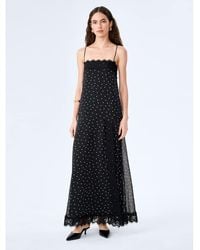 OMNES - Dresses Théa Dress Chiffon Maxi Dress With Lace Applique With Polka Dot Print - Lyst