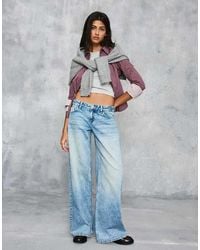 Bershka - Low-Rise Wide-Leg Jeans - Lyst