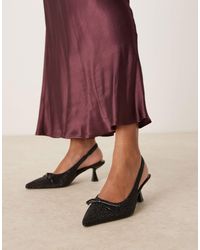 Glamorous - Chaussures à bride arrière et petit talon avec nœud - ornementé - Lyst