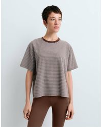 Oysho - Regular Fit Striped Cotton Blend Short-Sleeved T-Shirt - Lyst