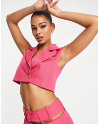 UNIQUE21 Cropped Sleeveless Blazer Co-ord - Pink