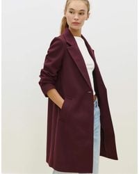 Stradivarius - Soft-Touch Button-Up Midi Coat - Lyst