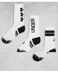 Under Armour - Pack De 3 Pares De Calcetines Deportivos Blancos De Performance - Lyst