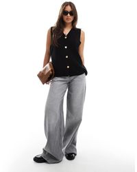 ASOS - Gilet Taglio Lungo Squadrato Con Bottoni Oro - Lyst