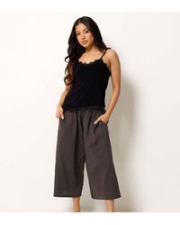 PixieGirl - Petite Cheesecloth Cropped Wide Leg Trousers - Lyst