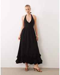 ASOS - Crochet Halter Tiered Midi Dress - Lyst