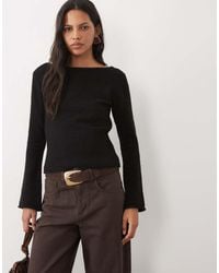 ASOS - Slash Neck Waisted Ribbed Jumper - Lyst