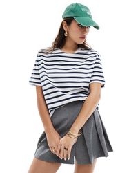 Pull&Bear - T-shirt oversize basic a righe bianche e nere - Lyst