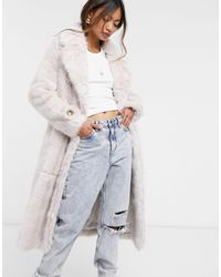 Urbancode Fenella - Lange Double-breasted Jas Van Imitatiebont - Meerkleurig