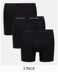 Calvin Klein - – 3er-pck stretch-boxershorts aus baumwolle mit farbigem logo - Lyst