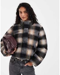 Levi's - Giacca Imbottita Corta Borg A Quadri Marrone - Lyst