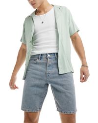 Only & Sons - Pantalones Cortos Vaqueros Azul Claro De Corte Recto Con Lavado Rosa Edge De - Lyst
