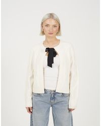 Brave Soul - Crew Neck Cable Knit Cardigan With Bow - Lyst
