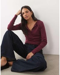 Abercrombie & Fitch - Ribbed Long Sleeve Crew Neck Henley Top - Lyst