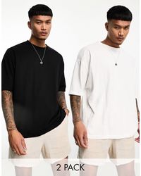 ASOS - Confezione da 2 t-shirt oversize girocollo nera e bianca - Lyst