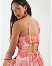 Vero Moda - Mini Jurk Met Halternek En Bloemenprint - Lyst
