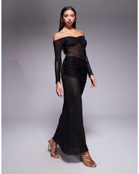 Fashionkilla - – langärmliges maxikleid aus glitzerndem transparentem netzstoff - Lyst