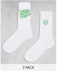 ASOS - 2 Pack Socks With Fuck Off Slogan - Lyst