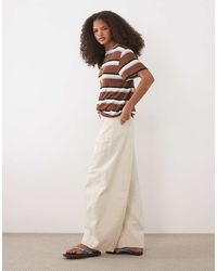 ASOS - Top Marrón Chocolate Y Azul Claro A Rayas De Corte Cuadrado De Punto Liso De (Parte De Un Conjunto) - Lyst