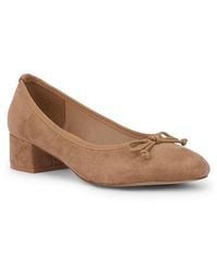 SEQWL - Low Block Heel Ballet Pump Shoes With Bow Front - Lyst