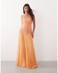 ARRANGE - Abstract Cutwork Bandeau Maxi Dress With Pleat Skirt - Lyst