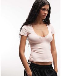 Monki - V-neck T-shirt - Lyst