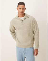 ASOS - Relaxed Knitted Button-up Jumper - Lyst