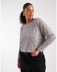 ONLY - Sequin Detail Crop Top - Lyst