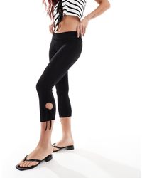Daisy Street - Low Rise Capri Pants With Cut Out Tie Detail - Lyst