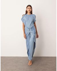 ARRANGE - Drape Split Sleeve Maxi Dress With Metal Trim - Lyst