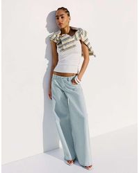 Bershka - Stripe Straight-leg Trousers - Lyst