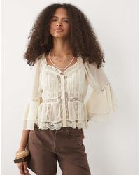 Miss Selfridge - Chiffon And Lace Blouse - Lyst