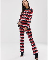 ASOS Комбинируемые Расклешенные Брюки С Шевронным Узором - Красный