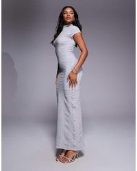 ASOS - Vestido Midi Ajustado Con Mangas De Casquillo Y Acabado De Purpurina De Canalé De - Lyst