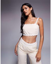 Missy Empire - Cotton Scallop Edge Square Neck Top Co-Ord - Lyst