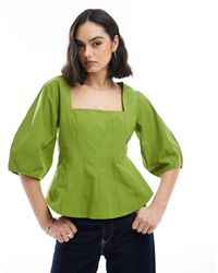 ASOS - Top style corset à encolure carrée - olive - Lyst